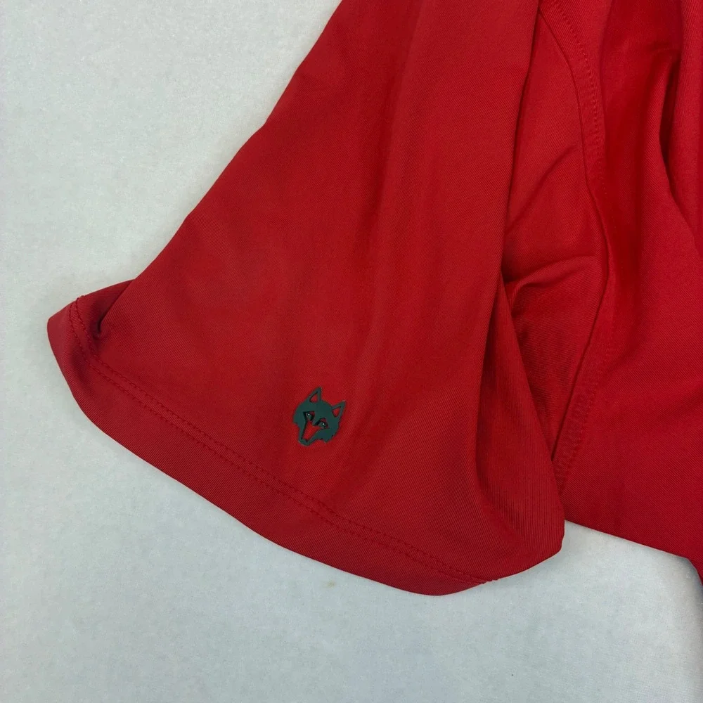 Greyson Polo‎ Shirt Mens Large Red Performance Short Sleeve Wolf Logo Golf Sport